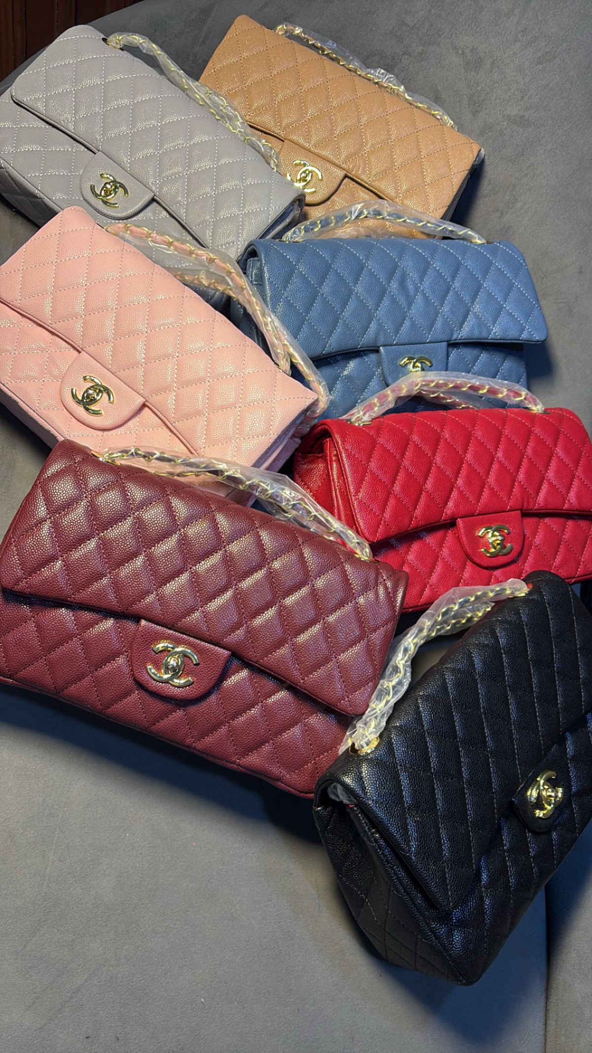 LUXURY ROUGH SKIN 31CM DOUBLE FLIP CHANNEL BAG