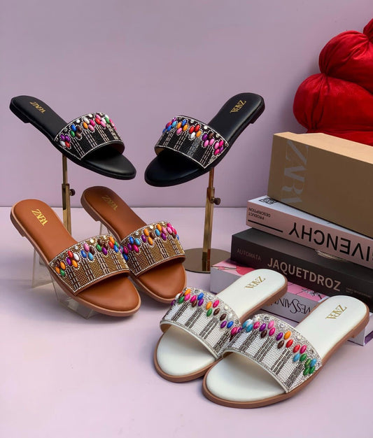 LUXURY ZARA STONE SLIPPERS